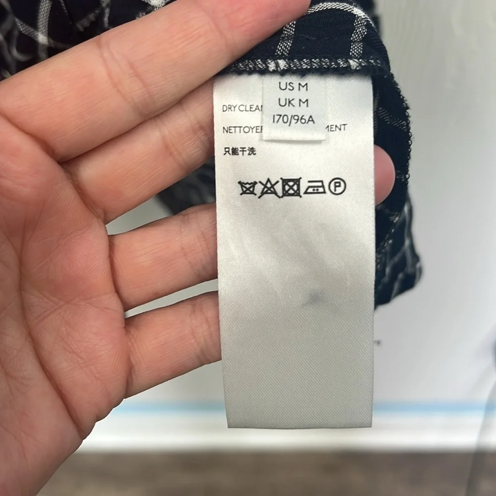 Anthropologie - Maeve Sara Navy Blue Windowpane Plaid Midi Dress Size Medium - Picture 9 of 15